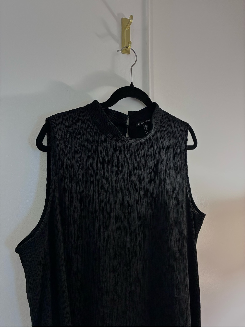 Eileen Fisher Black Sleeveless Mock Neck Shift Dress XL - Picture 6 of 8